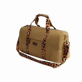 Mega Discount Event Special Online Offer Escape Classic Canvas Weekender Bag With Animal Print Straps | Light Brown