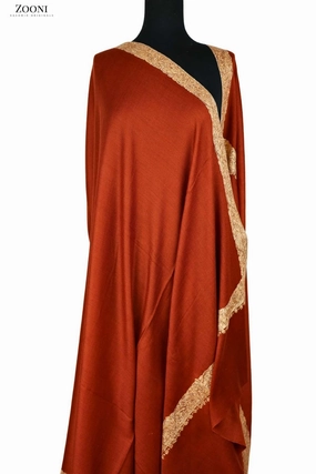 Hand Embroidered Kashmiri Neem Doar Shawl - Orange Deal of the Day