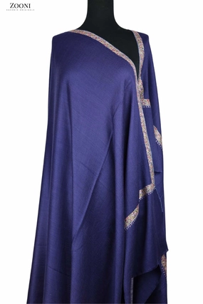 Biggest Savings Now Price Slash Today Hand Embroidered Kashmiri Hashia Shawl - Blue