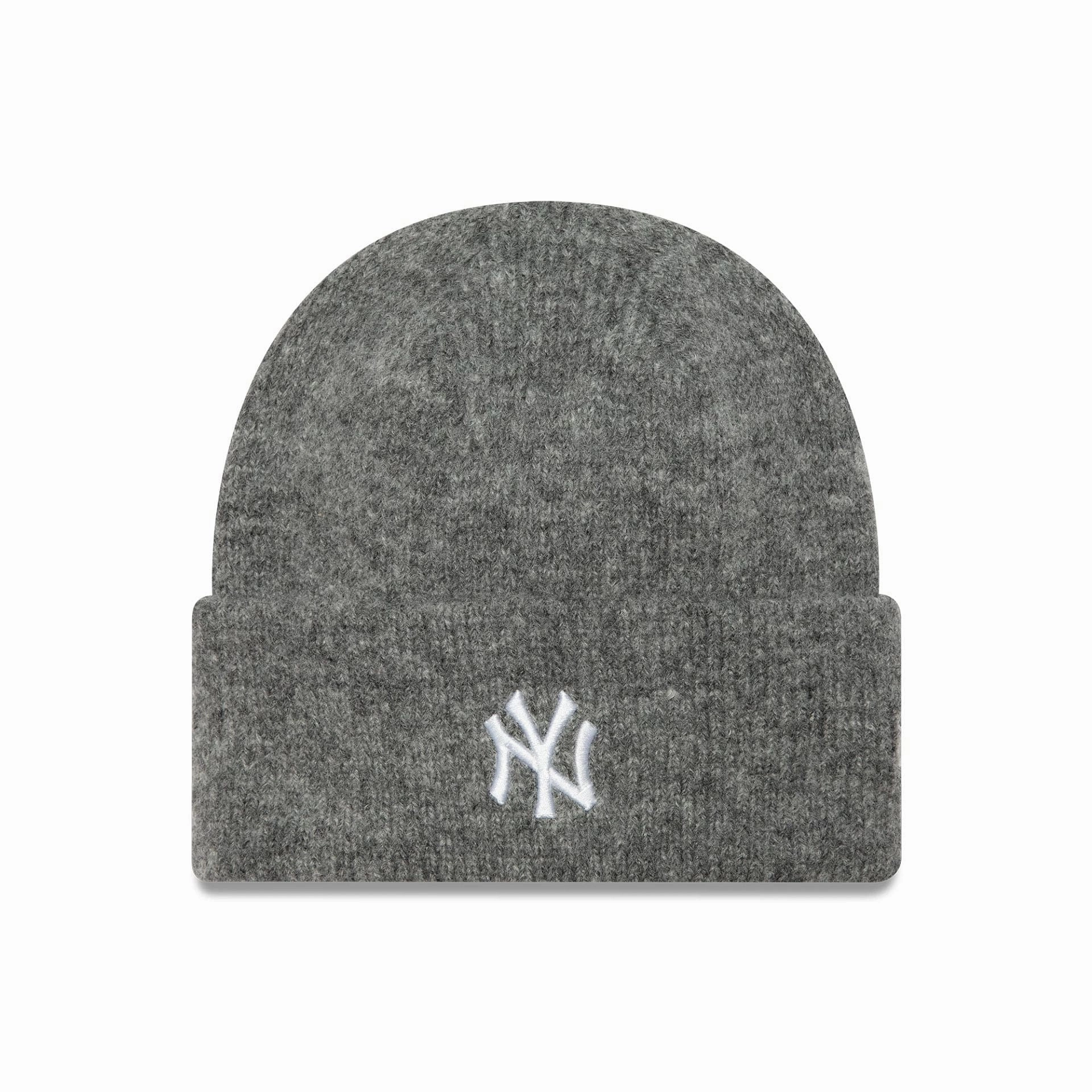 New York Yankees Womens Grey Wide Cuff Knit Beanie Hat Flash Deal Today