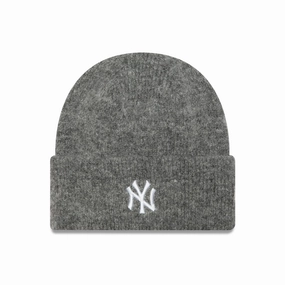 New York Yankees Womens Grey Wide Cuff Knit Beanie Hat Flash Deal Today