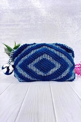 Limited Time Hot Deal Diamond Carpet Cosmetic Bag In Navy