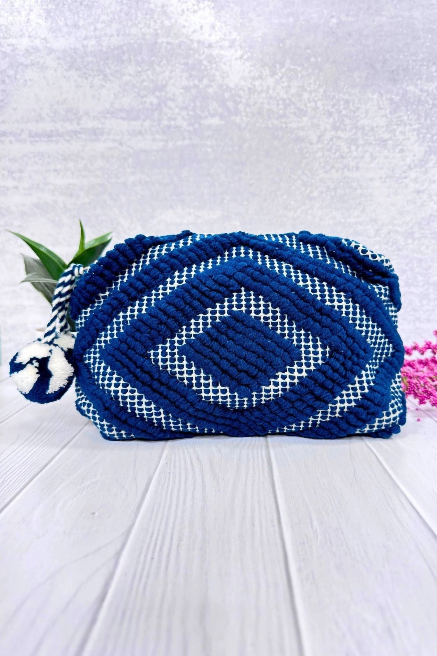 Limited Time Hot Deal Diamond Carpet Cosmetic Bag In Navy