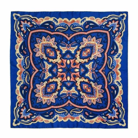Special Price Today Hot Sale Alert Diana Blue & Yellow Silk Scarf