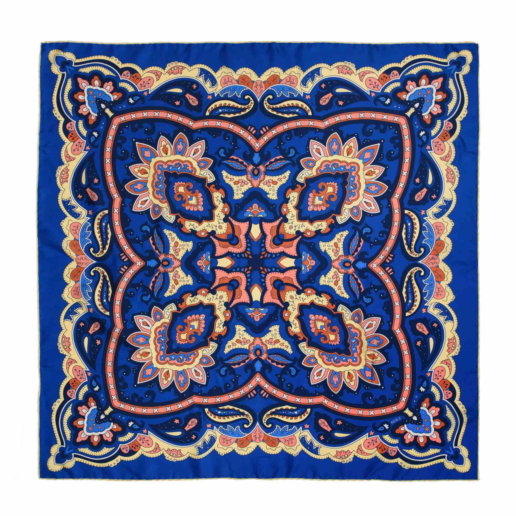 Special Price Today Hot Sale Alert Diana Blue & Yellow Silk Scarf