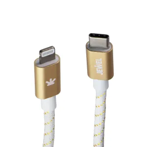 Jewel (10Ft) Braided Usb-C To 8-Pin Lightning Charging Cable - White / Gold Trending Hot Deal