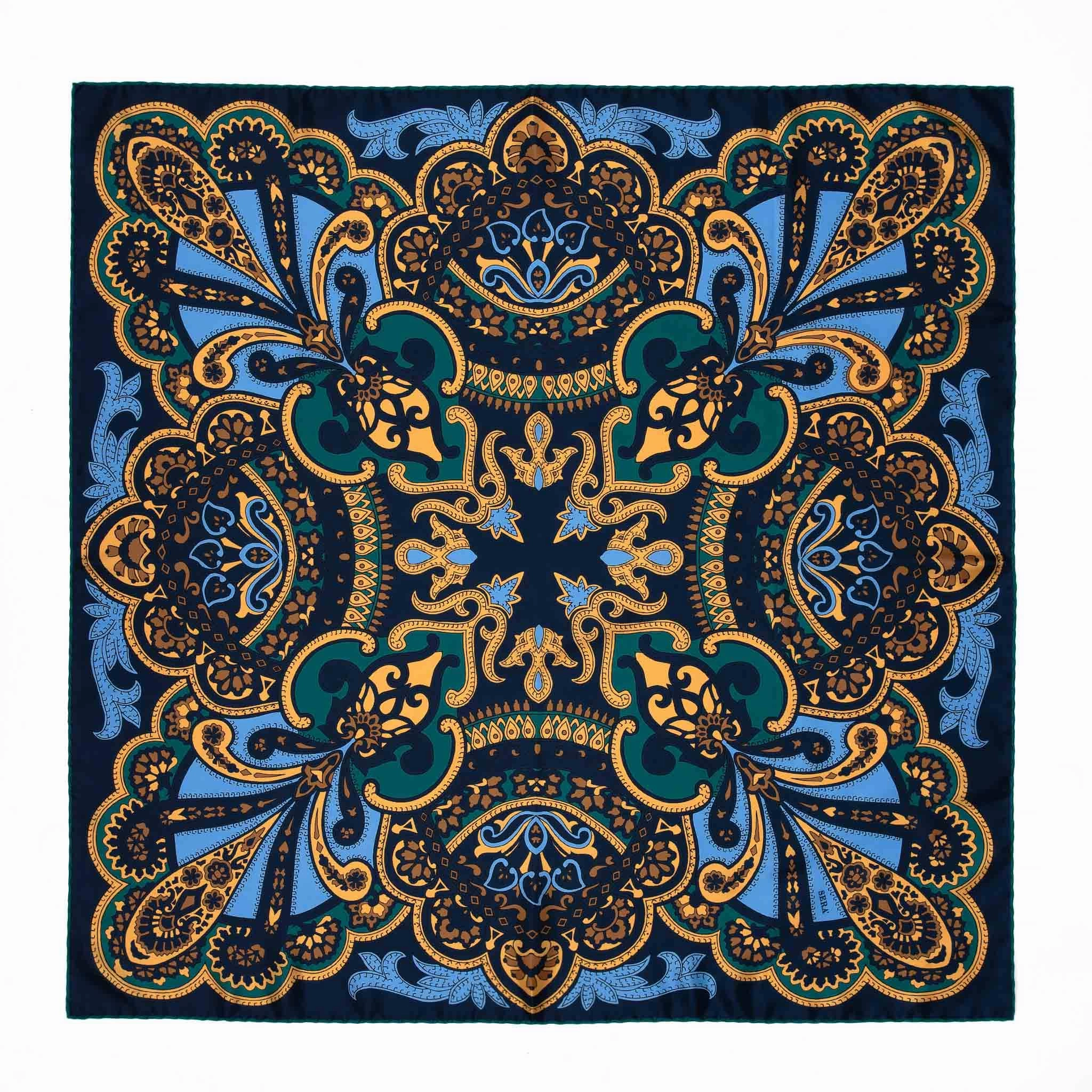 Beatrice Blue & Gold Silk Scarf Surprise Offer Now