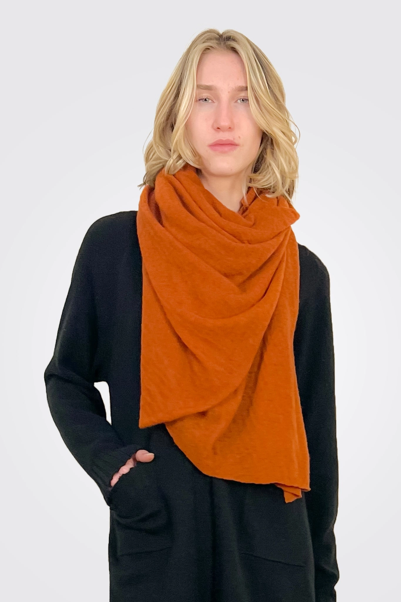 Clearance Sale Cashmere Scarf  - Burnt Orange