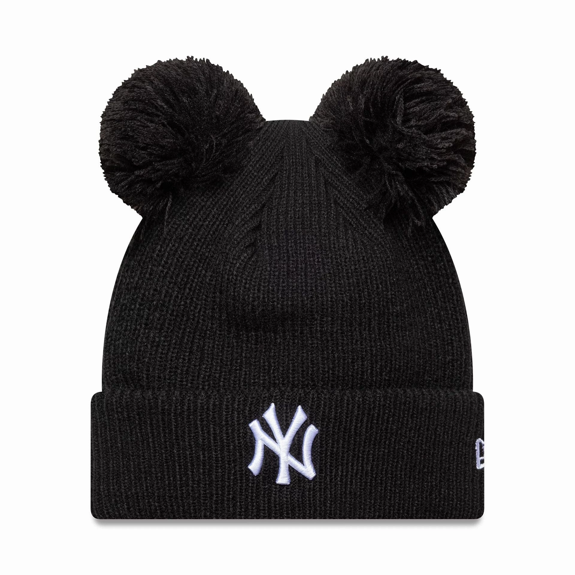 New York Yankees Womens Mlb Double Pom Black Cuff Knit Beanie Hat Sale Ending Soon