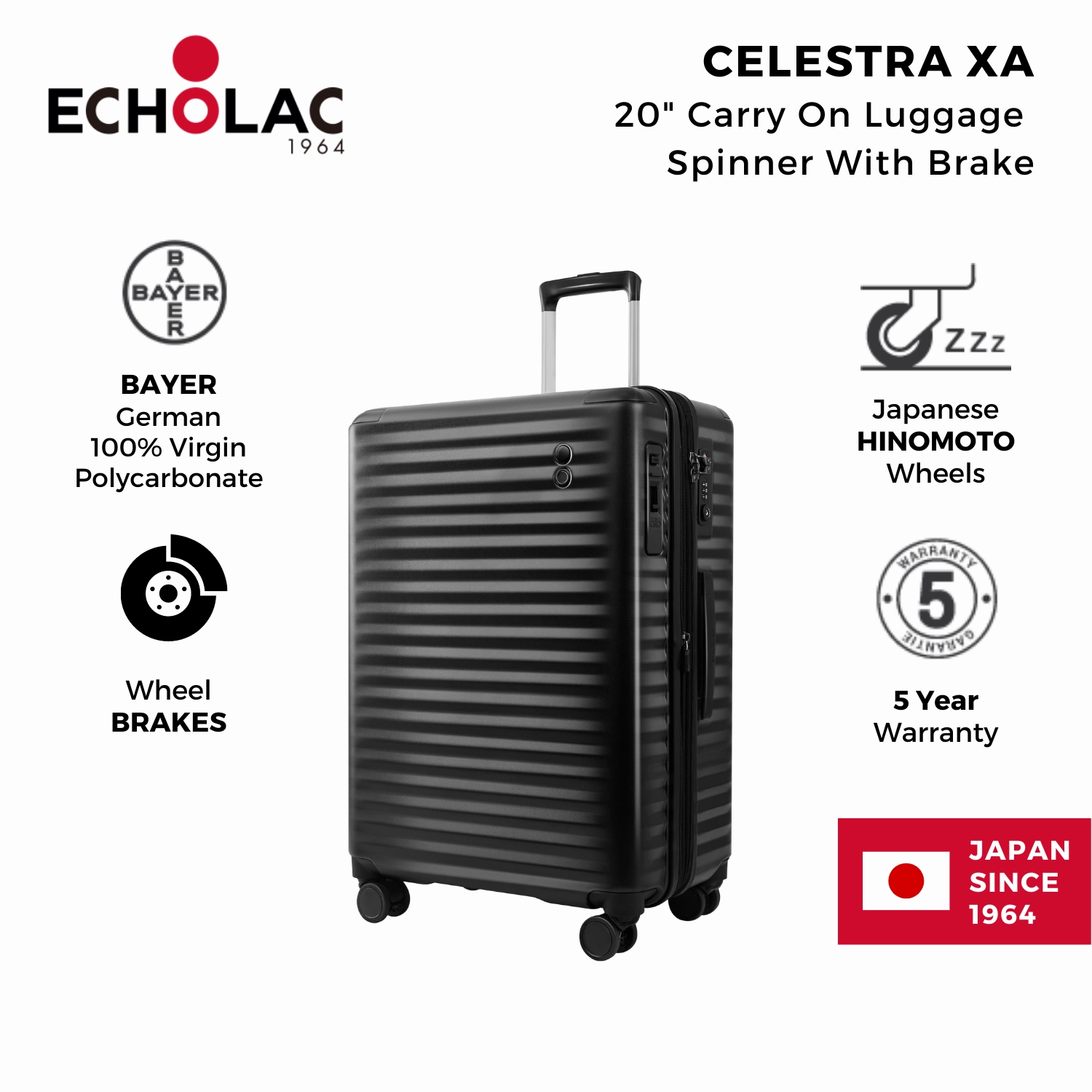 Echolac Celestra Xa 20" Carry On Luggage Spinner With Brake Trending Hot Deal