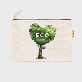 Eco Message Heart Tree Printed Cotton Canvas Eco Pouch Bag Last Chance Offer Surprise Discount Today