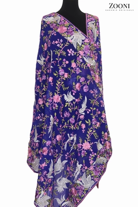 Trending Offer Today Exclusive Deal Inside Embroidered Dupatta (Parsi Gara) - Blue