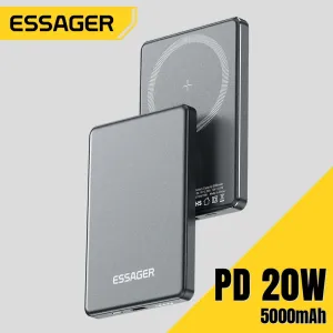 Limited Offer Alert Hot Pick Sale Essager Thin Wireless Power Bank 5000Mah Magnetic 20W Fast Charging Magsafe For Iphone