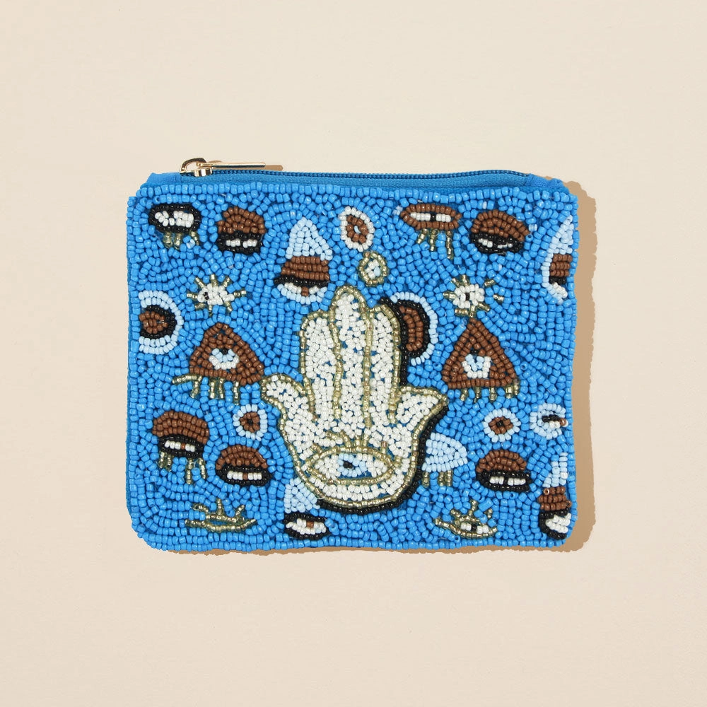 Dont Miss These Savings Limited Edition Offer Evil Eye Hamsa Hand Seed Beaded Mini Pouch Bag