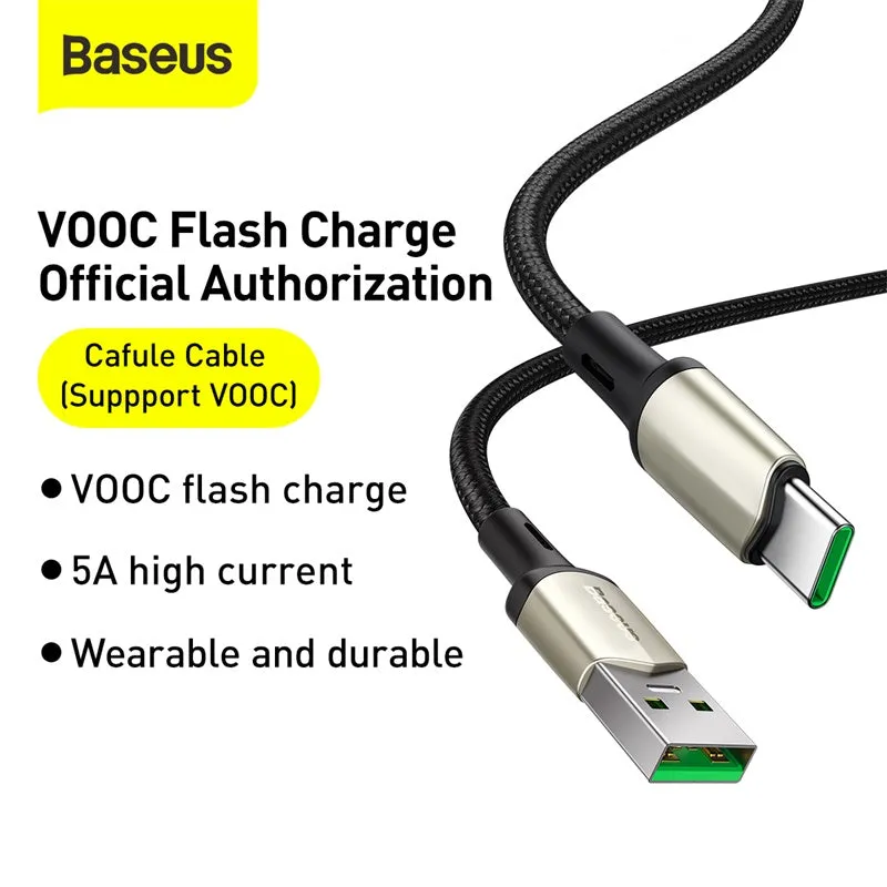 Dont Miss Out Best Price Today Baseus Cafule Vooc Certified Usb Type C 5A Quick Charging Cable 5A 1M Black(Catklf-Va01)