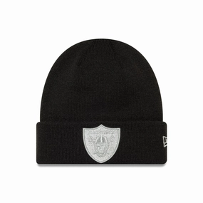 Special Savings Today Las Vegas Raiders Nfl Metallic Black Cuff Knit Beanie Hat