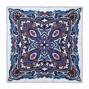 Daily Deal Frenzy Diana White & Blue Silk Scarf
