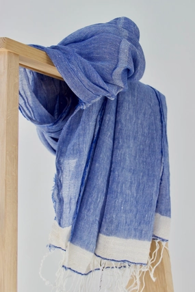 Exclusive Linen Blue Scarf / Shawl MustShop Sale