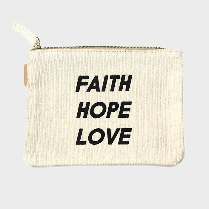 Clearance Sale Price Drop Alert Faith Hope Love Cotton Canvas Eco Pouch Bag