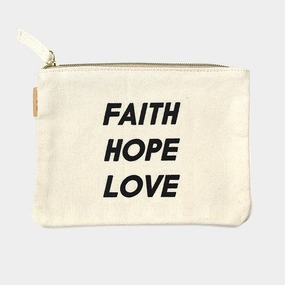 Clearance Sale Price Drop Alert Faith Hope Love Cotton Canvas Eco Pouch Bag