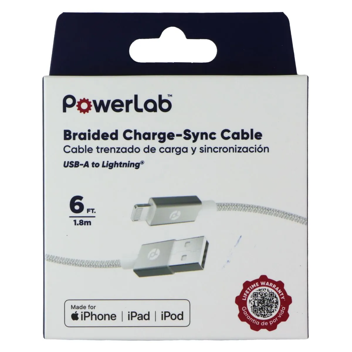 Shop Grab Savings Powerlab 6Ft Usb-A To Lightning 8-Pin Braided Charge-Sync Cable - White