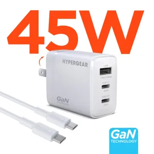 Speedboost 45W Usb-C Pd Tri-Port Gan Fast Wall Charger With Pps | 6Ft Usb-C Cable | White Instant Savings Inside