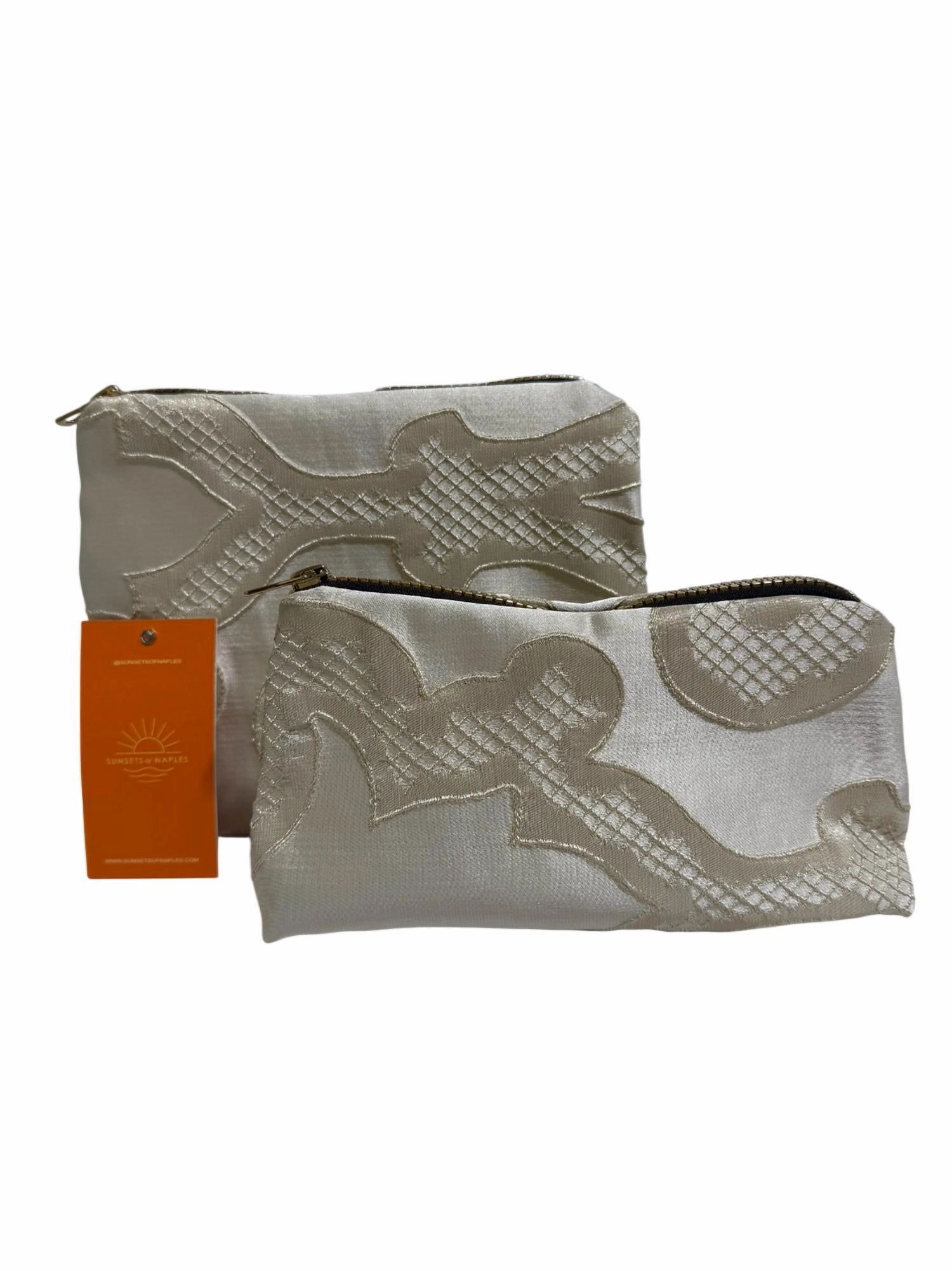 Mega Discount Event Flash Offer Today Make Up Bags Set In Cream Print