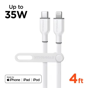 Grab It Now Daily Clearance Deal Flexi Pro Usb-C To Lightning Soft-Touch Silicone Fast Charge Cable | 4Ft | White