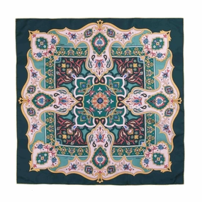 Todays Steal Clearance Sale Now Flora Green & Pink Silk Scarf