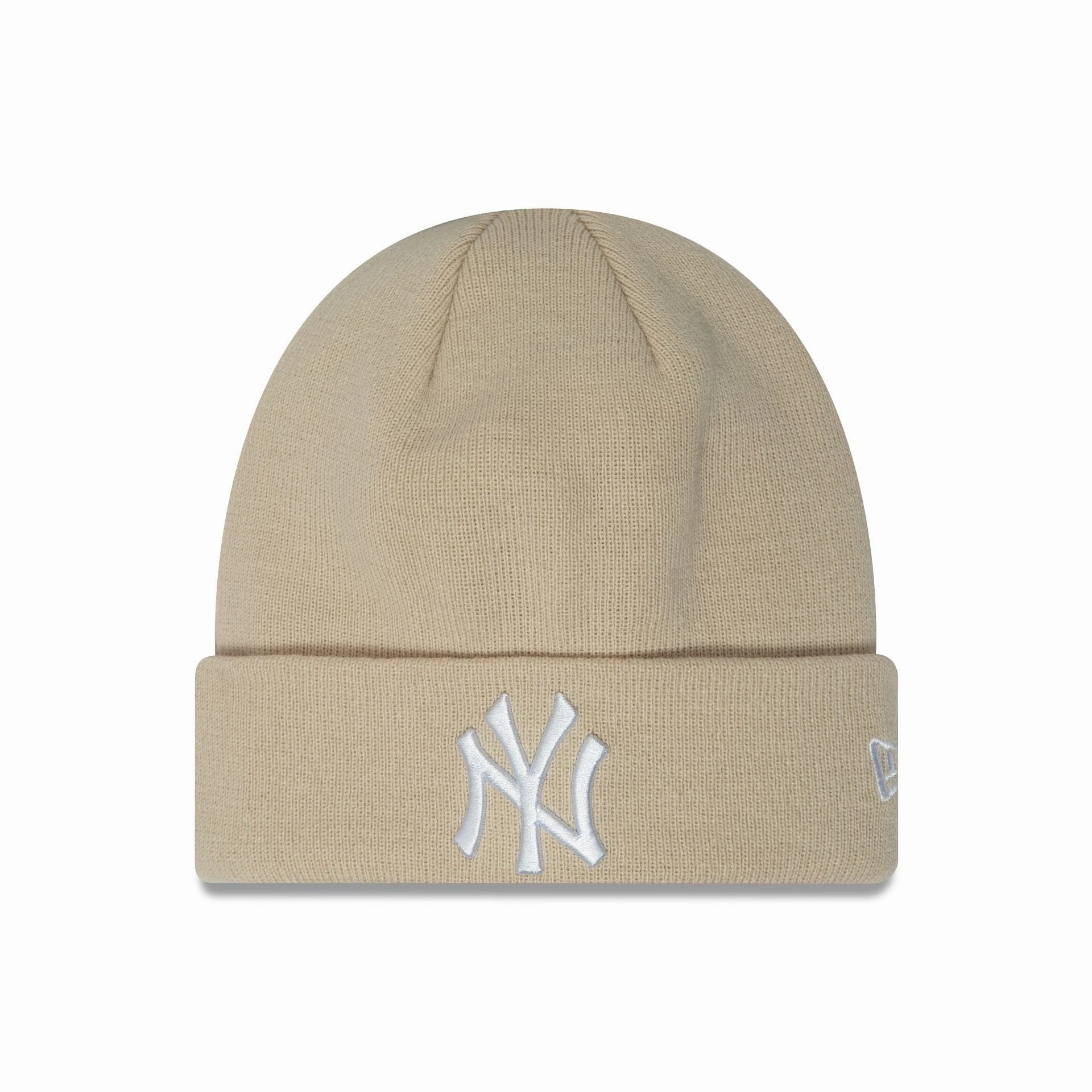 New York Yankees Essential Light Beige Cuff Knit Beanie Hat Instant Hot Deal Big Hot Sale