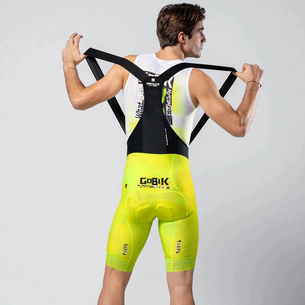 Gobik Absolute Print K10 Liquid Lime bibshort - Yellow