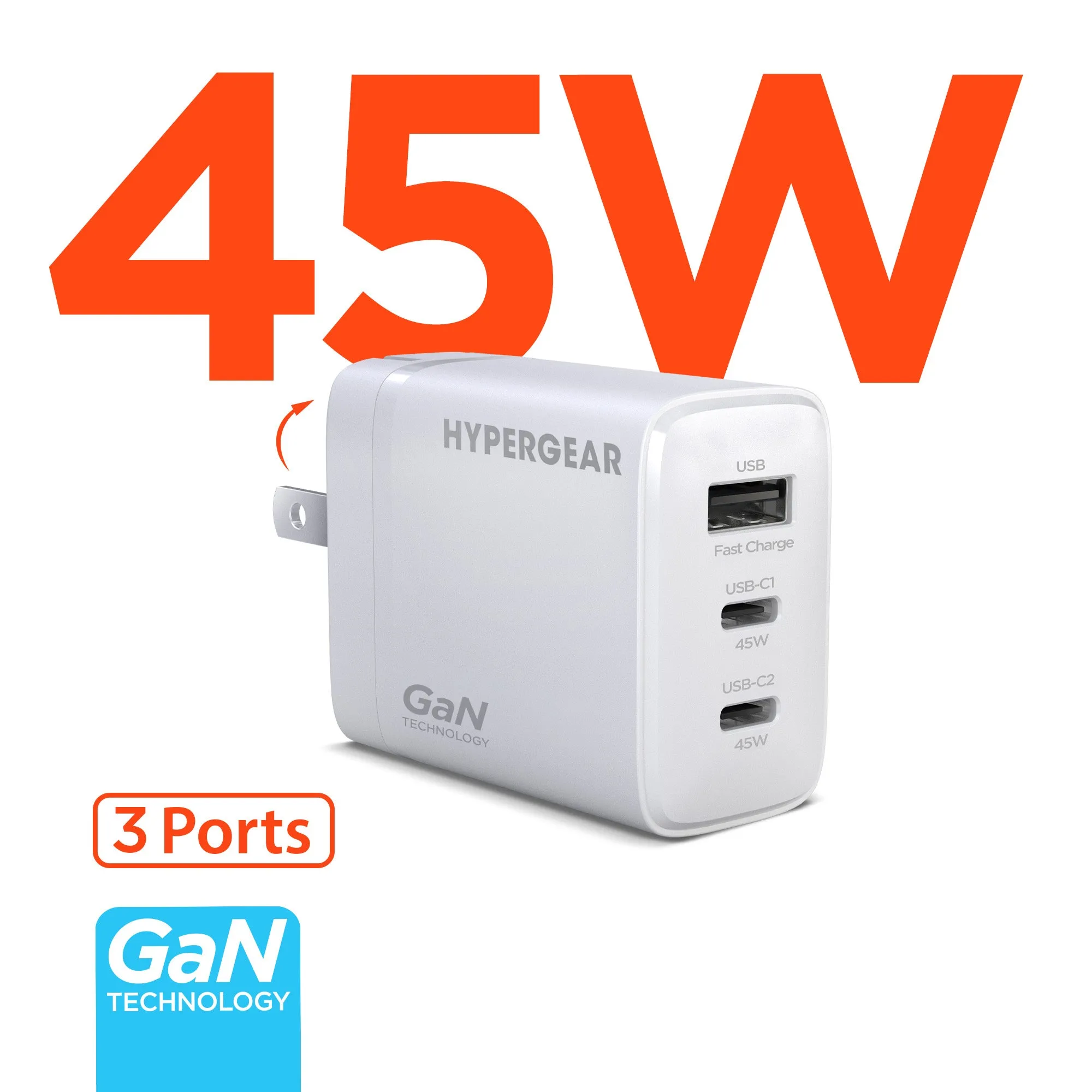 Speedboost 45W Usb-C Pd Tri-Port Gan Fast Wall Charger With Pps | White Dont Miss These Savings Trending Now Discount