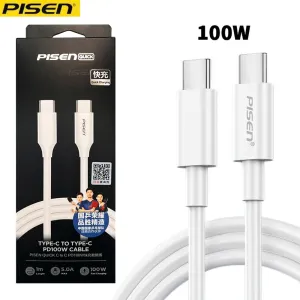 Pisen 1M 100W Usb-C  To Usb-C  5A Data Cable White Flash Discount Today Best Deal Today
