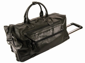 Today Only Savings Trending Deals Today Adpel Navigator Leather Weekender Trolley Travel Duffel Bag | Black