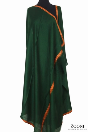Today Only Hot Pick Hand Embroidered Kashmiri Hashia Shawl - Emerald Green