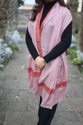 Hand Embroidered Neem Doar Embroidery Shawl - Light Pink Shop the Savings Now Special Price Today