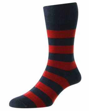 Hj Hall Rugby Stripe Organic Cotton Comfort Top Socks Big Savings Event