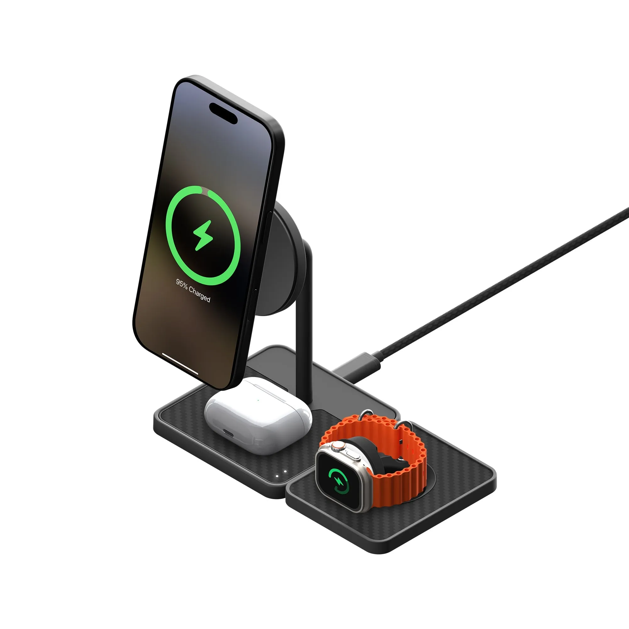 Online Exclusive Savings Save More Now 3 In 1 Charging Stand With Qi2 And Apple Technology   Aramid Fibre
