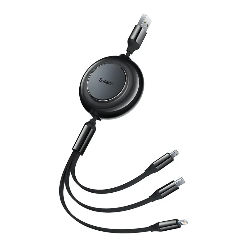 Baseus Bright Mirror 2 Series Retractable 3-In-1 Fast Charging  Data Cable Usb To M L C 3.5A 1.1M Hot Sale Alert Limited Time Discount