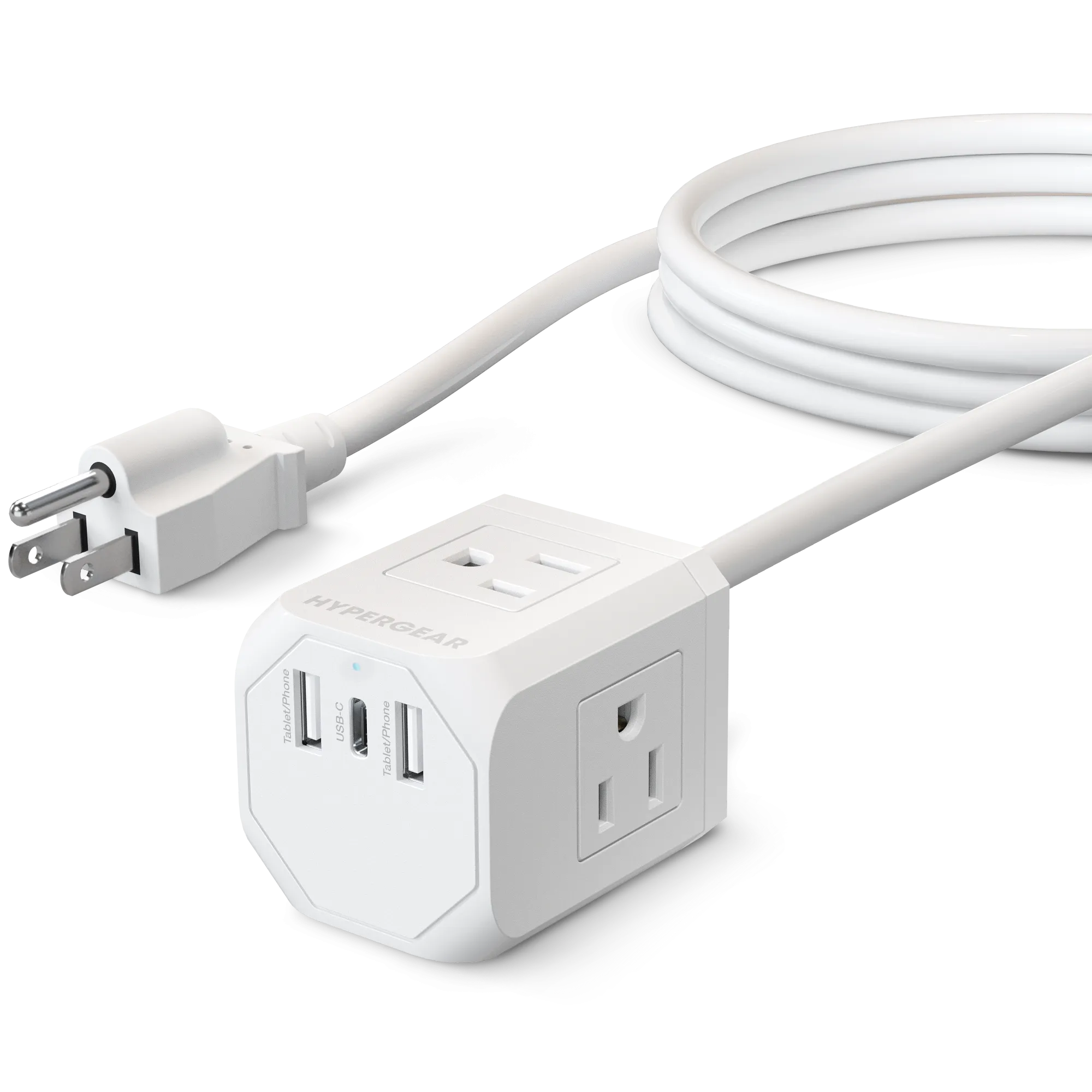 Cube Multi-Port Power Strip Extension Cord | White Shop Save Today