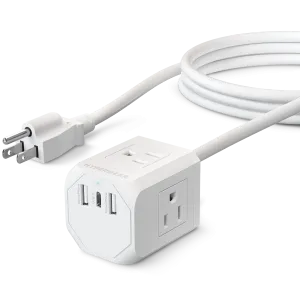 Cube Multi-Port Power Strip Extension Cord | White Shop Save Today