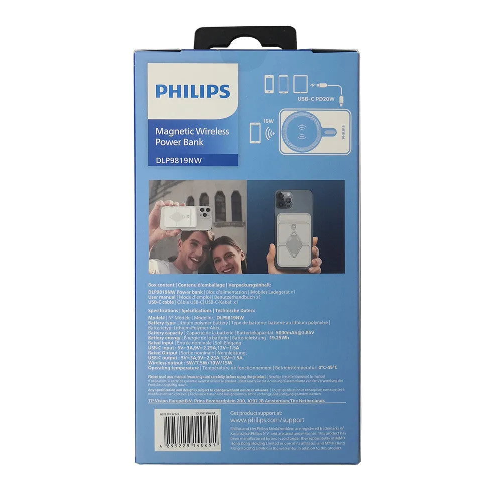 Hot Savings Alert Steal Todays Offer Philips 15W Magnetic Wireless Power Bank 5000Mah Wireless Charger Charging Powerbank Usb Type C For Ip 15/14 Dlp9819N