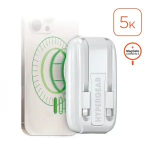 5,000Mah | Mag Grip Go Magnetic Wireless Fast Charge Power Bank With Built-In Cables | White Special Deals Online MustHave Steals