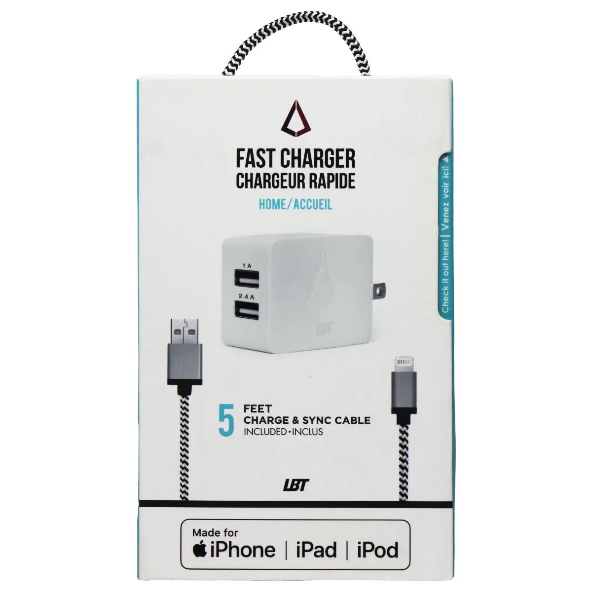 Save Today Only Special Price Today Lbt 3.4 Amp 2 Usb Fast Charger And (5Ft) Usb To Lightning 8-Pin Cable