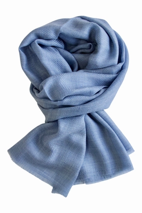 Today Only Hot Sale Cashmere Scarf In Beautiful Weave 100% Kashmir - Pastel Blue