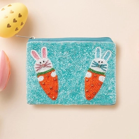 Easter Bunny Carrot Seed Beaded Mini Pouch Bag Save Today Only MustHave Clearance