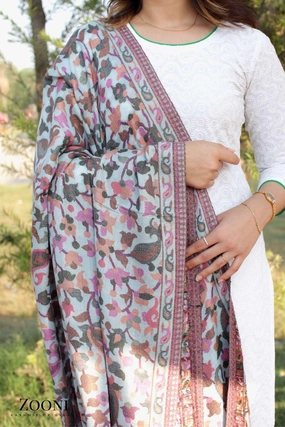 Superfine Pure Merino Kaani Jaamawar Shawl - Budding Blue Daily Special Offer