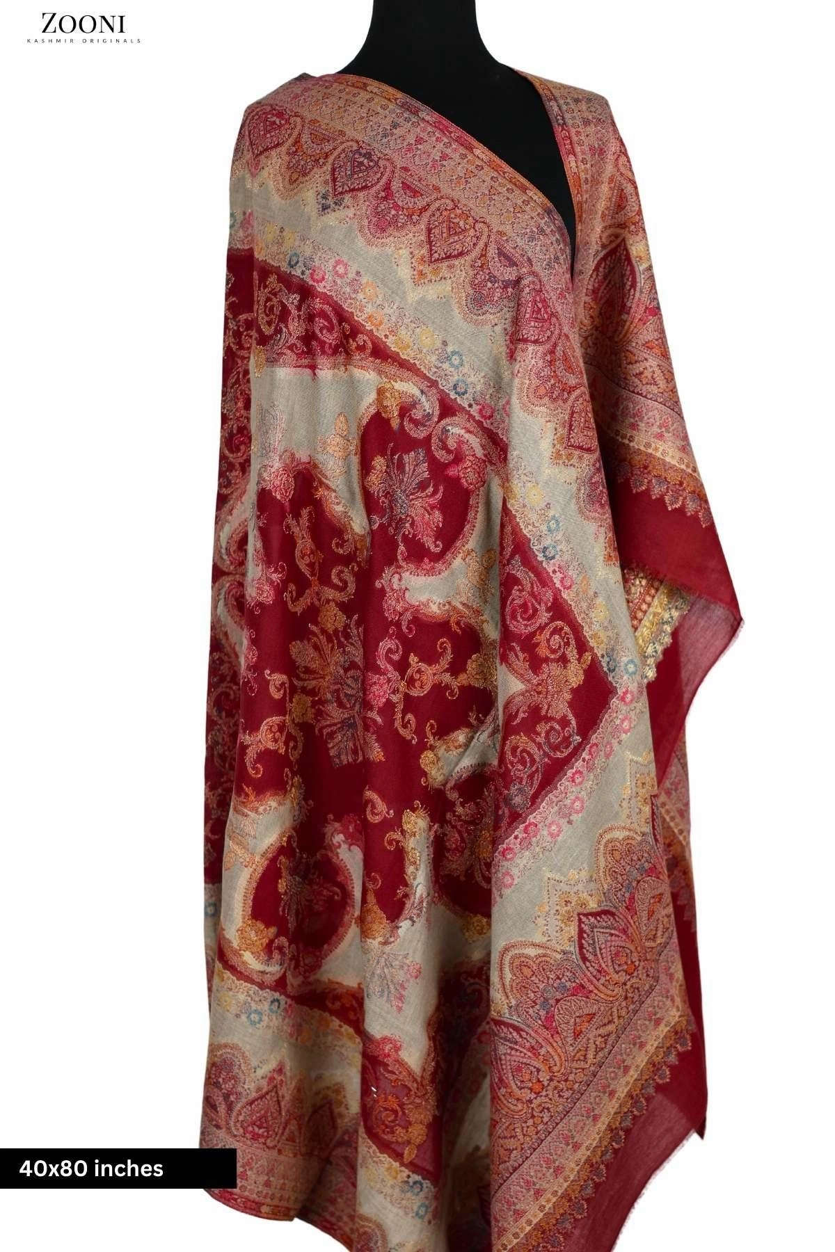 Pure Merino Kaani Cutting Shawl With Zari - Red Hot Picks Today Shop Todays Picks