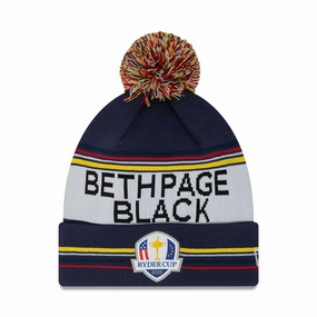 Clearance Alert Now Ryder Cup Europe 2025 Engineered Navy Bobble Knit Beanie Hat