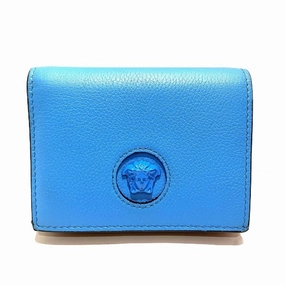 Versace Blue Pink Leather Coin Purse/Coin Case (Pre-Owned) Limited Time Offer Hot Sale Alert